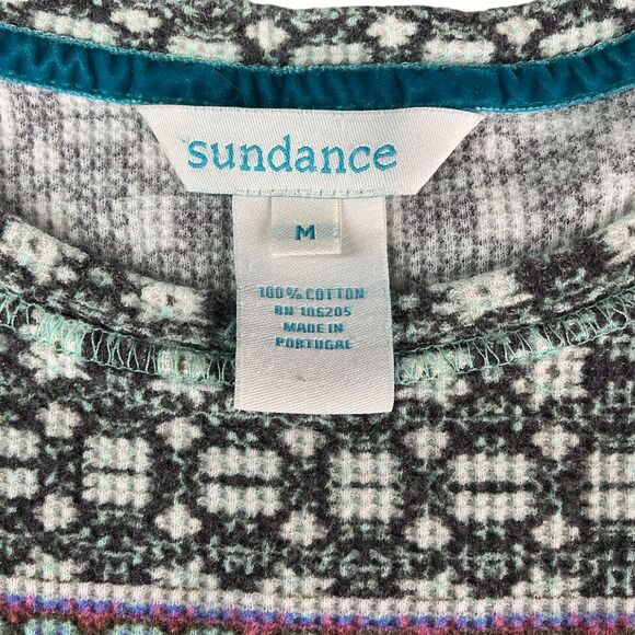Sundance Thermal Top Size M Fair Isle Paisley BOHO Print Waffle Knit Base Layer - Picture 8 of 10